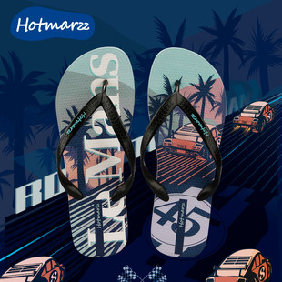 hotmarzz黑玛人字拖男夏季外穿防滑夹板夹，脚拖鞋男士沙滩鞋