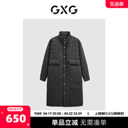 GXG男装休闲立领简约男士棉衣外套2023年冬季黑色长款棉衣男