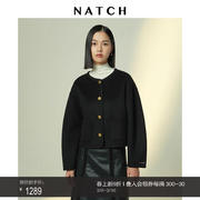 natch南枳羊绒毛呢外套，女短款2023秋冬泡泡，袖呢子大衣高级感