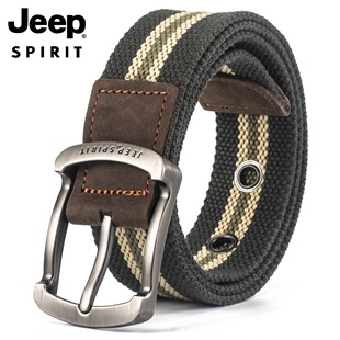 jeep美国品牌针扣帆布腰带男女通用百搭休闲皮带，潮款布牛仔(布牛仔)裤带