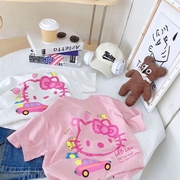 100%纯棉女童短袖t恤夏季卡通洋气中小童韩版儿童女宝宝上衣