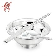 良平银碗筷999银银筷子，银勺宝宝银，餐具光面三件套银碗筷勺证书