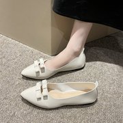 法式小众设计感蝴蝶结，镂空平底单鞋，女2022浅口软底奶奶鞋瓢鞋
