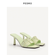 pedro拼接格纹方头，拖鞋23春女鞋露趾高跟凉鞋pw1-25480260-1
