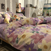 欧式紫色油画风田园，小碎花床上四件套，全棉纯棉文艺写意民宿1.5m