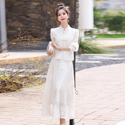 新中式国风盘扣复古甜美开衫，吊带裙套装夏季大码温柔风优雅连衣裙