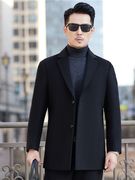 秋冬新韩版羊绒呢子大衣男中长装，款双面呢西时款，尚休闲纯羊毛外套