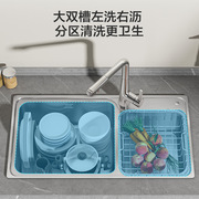 九牧水槽双槽厨房304不锈钢家用洗菜盆水池洗碗盆龙头套餐06122