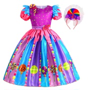 女童彩虹糖果裙长袖儿童粉色连衣裙糖果翅膀送发箍六一童裙棒棒糖