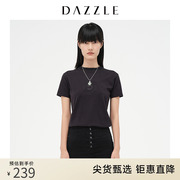 dazzle地素奥莱黑色字母刺绣，休闲短袖t恤女2d4b3061a