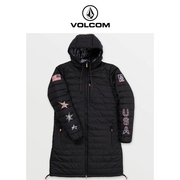 volcom钻石户外大牌，高端中长款棉服2024冬季女士保暖外套潮