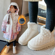 女童雪地靴2023冬季靴子儿童加绒加厚保暖大棉鞋防滑公主棉靴