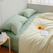 纯棉水洗棉床单单件全棉纯色被单枕套三3件套榻榻米F单人1.2米三