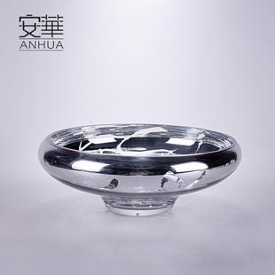 安华现代简约艺术果盘家居玻璃装饰品创意摆件高端精致工艺品