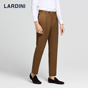 lardini意大利进口全羊毛，卡其色单褶直筒，西裤男士商务休闲长裤子