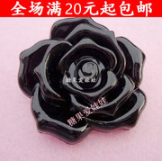 黑色白色玫瑰花朵立体亚克力装饰钮扣，大衣扣子风衣外套时尚纽扣