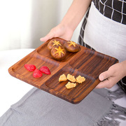 相思木干果盘家用实木托盘寿司零食水果，茶盘正方形分隔盘复古餐具