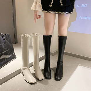 长筒靴女粗跟高跟靴子女2025年新款夏季骑士靴显瘦网红高级感长靴