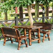 户外碳化防腐木桌椅茶桌实木庭院阳台餐桌酒吧休闲桌椅三件套组合