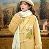 小王子联名森女部落原创氛围感暖黄色中长款毛呢，外套呢子大衣