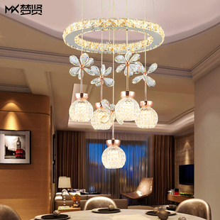 餐厅灯吊灯三头现代简约创意，个性餐桌灯led饭厅，家用客厅水晶灯