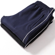 纯棉男女校裤一条杠运动裤，初高中学生直筒，夏季薄款深蓝色校服裤子