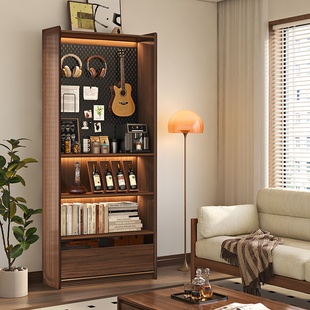 新中式实木组合书柜现代简约家具储物柜玻璃门展示柜胡桃实木书架