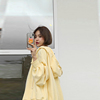 卫衣女奶黄色宽松连帽拉链上衣，2022学生韩版春秋季运动开衫薄外套