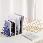 桌面书架铁艺置物架金属桌上简易ins办公室，小型杂志收纳整理架子