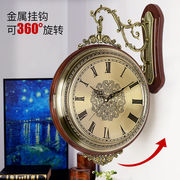汉时(hense)客厅双面挂钟，欧式挂表时尚现代两面，时钟经典石英钟