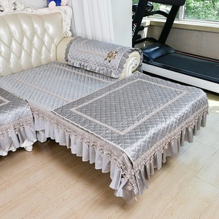 欧式灰色沙发垫防滑米色盖巾蓝色抱枕套纯色布艺咖色沙发套定制