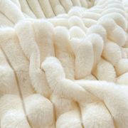 简约立体兔毛绒被套四件套加厚牛奶珊瑚绒双面绒被罩单套床上用品