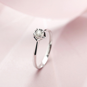 珂兰 白18K金钻石戒指钻戒四爪镶嵌订婚结婚求婚戒指女定制