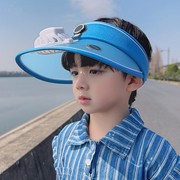 儿童凉帽2023空顶防嗮帽电扇帽子中大童遮阳帽男孩男童中大童