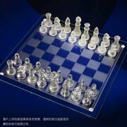 网红水晶国际象棋35cm高档西洋棋成人便携国际，卓尔水晶象棋棋盘大