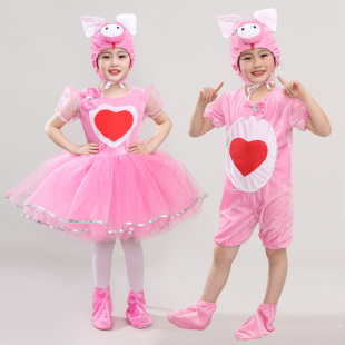 儿童小猪表演服三只小猪，演出服幼儿连体可爱动物，造型衣服舞蹈纱裙