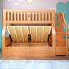 上下床双层床儿童床，全实木高低床高箱多功能，衣柜子母床上下铺木床