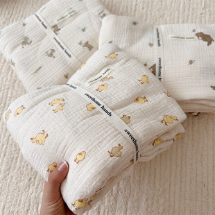 ins风可爱卡通小鸭子兔子，四层纱布毯子宝宝，午睡毯包巾沙发盖毯