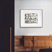 黑白客厅装饰画 抽象小众玄关墙面餐厅挂画后现代大幅样板间壁画
