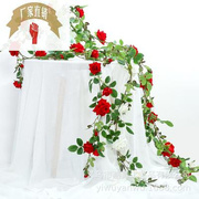 仿真玫瑰藤条 绒布玫瑰藤条 墙纸装饰花 婚庆拱门玫瑰花 爬藤玫瑰
