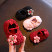 秋冬季新生婴儿鞋袜，0-3-6月1岁男女宝宝，棉鞋学步加绒软底不掉保暖