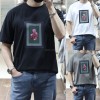 23年夏季SIEGF韩国韩版圆领白色插画青春流行短袖T恤青年男