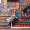 阿富汗进口客厅羊毛地毯手工打结美式波斯复古玄关床边毯红色地垫