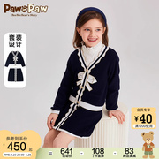 pawinpaw卡通小熊童装，2024年春季女童长袖上衣短裙套装