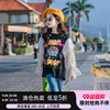 女童长袖t恤秋装2023韩版中大童洋气印花上衣儿童蕾丝打底衫