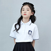 女童t恤短袖夏季Polo衫时髦宽松儿童学院风校服纯棉白色体恤
