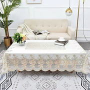 欧式桌布防水烫金装饰桌垫家用PVC餐桌茶几长方形烫金蕾丝台布