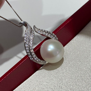 诸暨珍珠淡水珍珠吊坠项链s925银，镶嵌锆石10-11mm高饱满(高饱满)馒头珍珠
