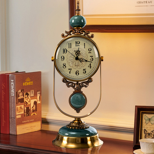 欧式复古老式坐钟摆钟轻奢时尚台钟台式钟表家用客厅时钟高档座钟