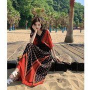 新疆旅游穿搭波西米亚连衣裙异域风情风大码沙滩裙子泰国度假长裙